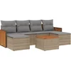 Image de vidaXL - 7-delige - Loungeset - met - kussens - poly - rattan - beige