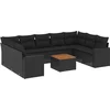 Image de vidaXL - 10-delige - Loungeset - met - kussens - poly - rattan - zwart