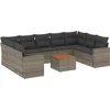 Image de vidaXL - 10-delige - Loungeset - met - kussens - poly - rattan - grijs