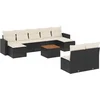 Image de vidaXL - 10-delige - Loungeset - met - kussens - poly - rattan - zwart