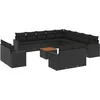 Image de vidaXL - 14-delige - Loungeset - met - kussens - poly - rattan - zwart