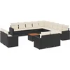 Image de vidaXL - 14-delige - Loungeset - met - kussens - poly - rattan - zwart