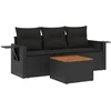 Image de vidaXL - 4-delige - Loungeset - met - kussens - poly - rattan - zwart