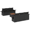 Image de vidaXL - 7-delige - Loungeset - met - kussens - poly - rattan - zwart