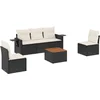 Image de vidaXL - 6-delige - Loungeset - met - kussens - poly - rattan - zwart