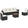 Image de vidaXL - 7-delige - Loungeset - met - kussens - poly - rattan - zwart
