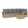 Image de vidaXL - 6-delige - Loungeset - met - kussens - poly - rattan - beige