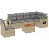 Image de vidaXL - 7-delige - Loungeset - met - kussens - poly - rattan - beige