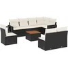 Image de vidaXL - 9-delige - Loungeset - met - kussens - poly - rattan - zwart