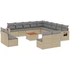 Image de vidaXL - 14-delige - Loungeset - met - kussens - poly - rattan - beige