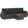 Image de vidaXL - 5-delige - Loungeset - met - kussens - poly - rattan - zwart