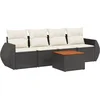 Image de vidaXL - 5-delige - Loungeset - met - kussens - poly - rattan - zwart