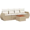 Image de vidaXL - 5-delige - Loungeset - met - kussens - poly - rattan - beige