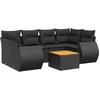 Image de vidaXL - 7-delige - Loungeset - met - kussens - poly - rattan - zwart
