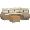 Image de vidaXL - 5-delige - Loungeset - met - kussens - poly - rattan - beige