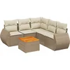 Image de vidaXL - 6-delige - Loungeset - met - kussens - poly - rattan - beige