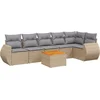Image de vidaXL - 7-delige - Loungeset - met - kussens - poly - rattan - beige