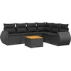 Image de vidaXL - 7-delige - Loungeset - met - kussens - poly - rattan - zwart