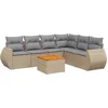 Image de vidaXL - 7-delige - Loungeset - met - kussens - poly - rattan - beige