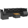 Image de vidaXL - 7-delige - Loungeset - met - kussens - poly - rattan - zwart
