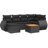 Image de vidaXL - 7-delige - Loungeset - met - kussens - poly - rattan - zwart
