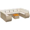 Image de vidaXL - 10-delige - Loungeset - met - kussens - poly - rattan - beige