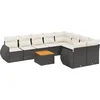 Image de vidaXL - 10-delige - Loungeset - met - kussens - poly - rattan - zwart