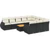 Image de vidaXL - 11-delige - Loungeset - met - kussens - poly - rattan - zwart