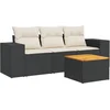 Image de vidaXL - 4-delige - Loungeset - met - kussens - poly - rattan - zwart