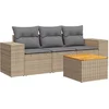 Image de vidaXL - 4-delige - Loungeset - met - kussens - poly - rattan - beige