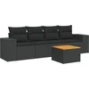 Image de vidaXL - 5-delige - Loungeset - met - kussens - poly - rattan - zwart