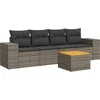 Image de vidaXL - 5-delige - Loungeset - met - kussens - poly - rattan - grijs