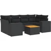 Image de vidaXL - 7-delige - Loungeset - met - kussens - poly - rattan - zwart