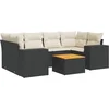 Image de vidaXL - 7-delige - Loungeset - met - kussens - poly - rattan - zwart