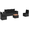 Image de vidaXL - 6-delige - Loungeset - met - kussens - poly - rattan - zwart
