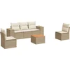 Image de vidaXL - 6-delige - Loungeset - met - kussens - poly - rattan - beige
