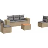 Image de vidaXL - 6-delige - Loungeset - met - kussens - poly - rattan - beige