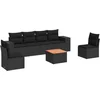 Image de vidaXL - 7-delige - Loungeset - met - kussens - poly - rattan - zwart