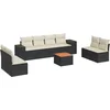 Image de vidaXL - 9-delige - Loungeset - met - kussens - poly - rattan - zwart
