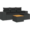 Image de vidaXL - 5-delige - Loungeset - met - kussens - poly - rattan - zwart