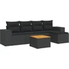 Image de vidaXL - 6-delige - Loungeset - met - kussens - poly - rattan - zwart
