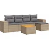 Image de vidaXL - 6-delige - Loungeset - met - kussens - poly - rattan - beige