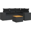 Image de vidaXL - 5-delige - Loungeset - met - kussens - poly - rattan - zwart