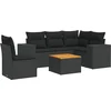 Image de vidaXL - 6-delige - Loungeset - met - kussens - poly - rattan - zwart