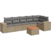 Image de vidaXL - 7-delige - Loungeset - met - kussens - poly - rattan - beige