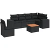 Image de vidaXL - 7-delige - Loungeset - met - kussens - poly - rattan - zwart