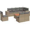 Image de vidaXL - 9-delige - Loungeset - met - kussens - poly - rattan - beige
