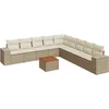 Image de vidaXL - 10-delige - Loungeset - met - kussens - poly - rattan - beige