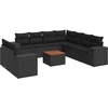 Image de vidaXL - 10-delige - Loungeset - met - kussens - poly - rattan - zwart