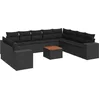 Image de vidaXL - 11-delige - Loungeset - met - kussens - poly - rattan - zwart